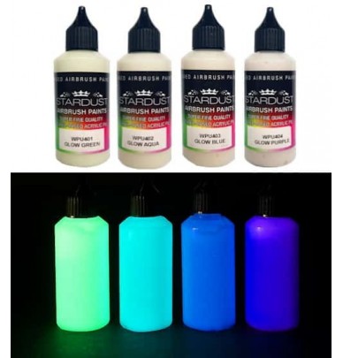 Glow Serie – 4 phosphoreszierende Acryl-PU Lacke für Airbrushpistole