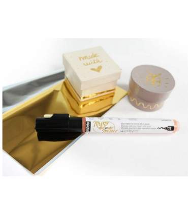 durchgehender Klebemarker  mit aufgeschlagenem Eigelb-Effekt  1,2mm + 2 Spiegeleffektblätter