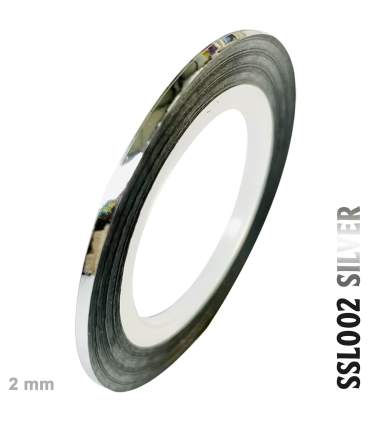 verchromte und holographische selbstklebende Bänder als Rolle von 2mm x 20 m erhältlich