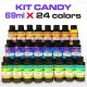 Set mit 24 konzentrierten Candy-Farben in 69ml oder 250ml Format