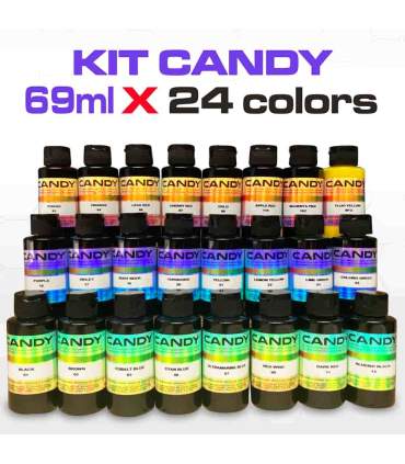 Set mit 24 konzentrierten Candy-Farben in 69ml-Format
