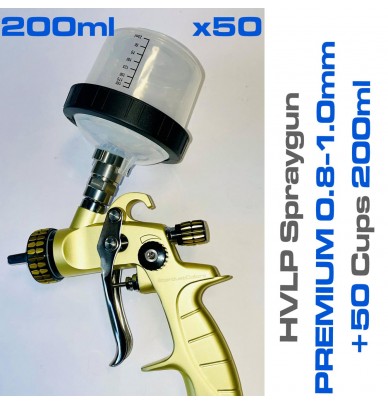 Kit mit 50 Einwegbechern für Spritzpistolen in 200ml oder 600ml