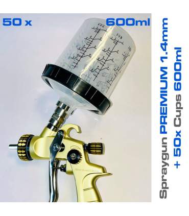 Kit  mit 50 Einwegbechern für Spritzpistolen in 200ml oder 600ml