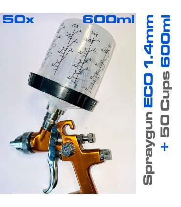 Kit  mit 50 Einwegbechern für Spritzpistolen in 200ml oder 600ml