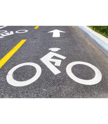 Weißer oder farbiger Lack für Verkehrszeichen.