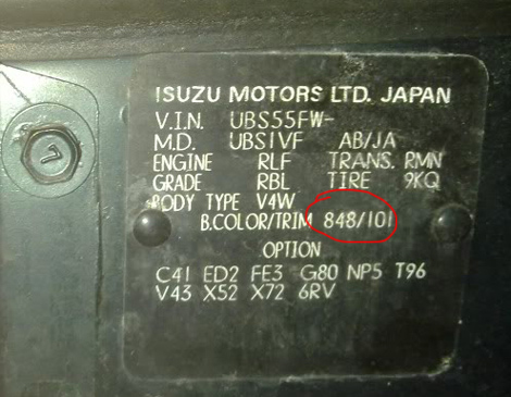 Farcode auto ISUZU - Autolack ISUZU