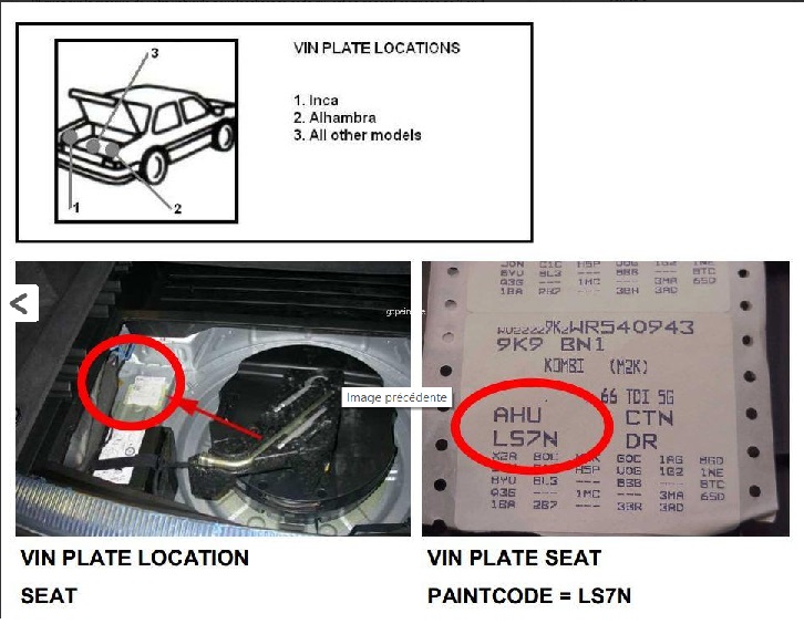 Farcode auto SEAT - Autolack SEAT